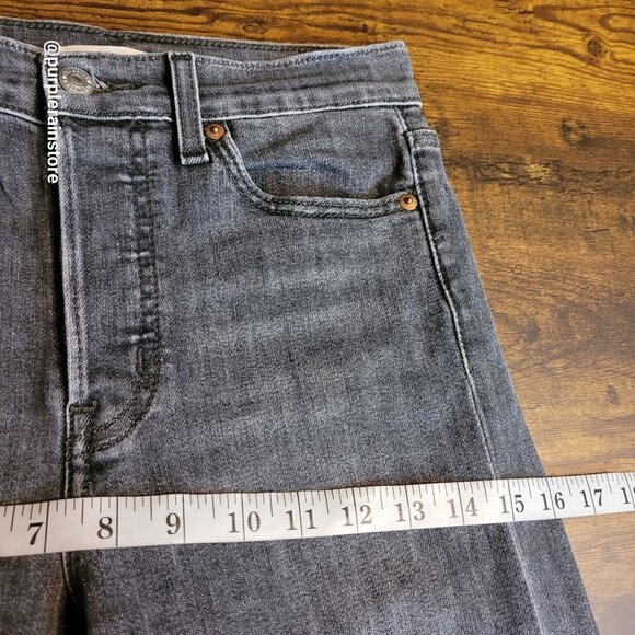 Levi's Jeans 26 Wedgie Straight High Rise Button Fly Black Wash Raw Hem Stretch - Picture 9 of 13